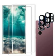 [2+2 Pack] Galaxy S22 Ultra Screen Protector+Camera Lens Protector, Dteck 9H Tempered Glass 3D Curved HD Clear Scratch Resistant for Samsung Galaxy S22 Ultra 5G Glass Screen Protector