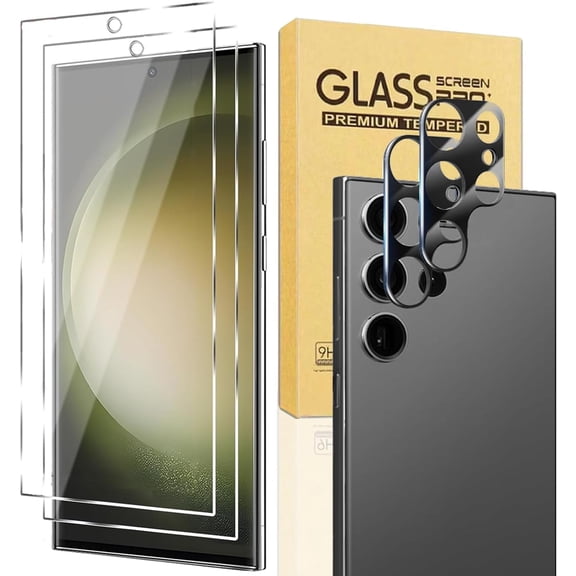 [2+2 Pack] Galaxy S24 Ultra Screen Protector, 9H Tempered Glass Scratch Resistant, Ultrasonic Fingerprint Support, For Samsung Galaxy S24 Ultra 5G 6.8 Inch Glass Screen Protector