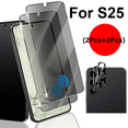 thumbnail image 1 of 2+2 Pack For Galaxy S25  Privacy Screen Protector And Camera Lens Protector,9H Hardness Tempered Glass Fingerprint Unlock Easy To Install For Galaxy S25 6.2 Inch, 1 of 6
