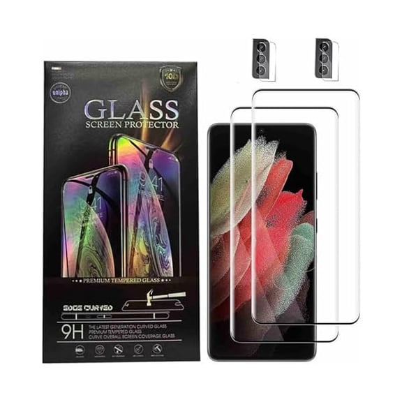 [2+2 Pack] Glass Screen Protector for Samsung Galaxy S21 5G, 9H Tempered Glass, Ultrasonic Fingerprint Support, HD Clear, Anti Scratch Bubble Free for Galaxy S21 Glass Screen Protector