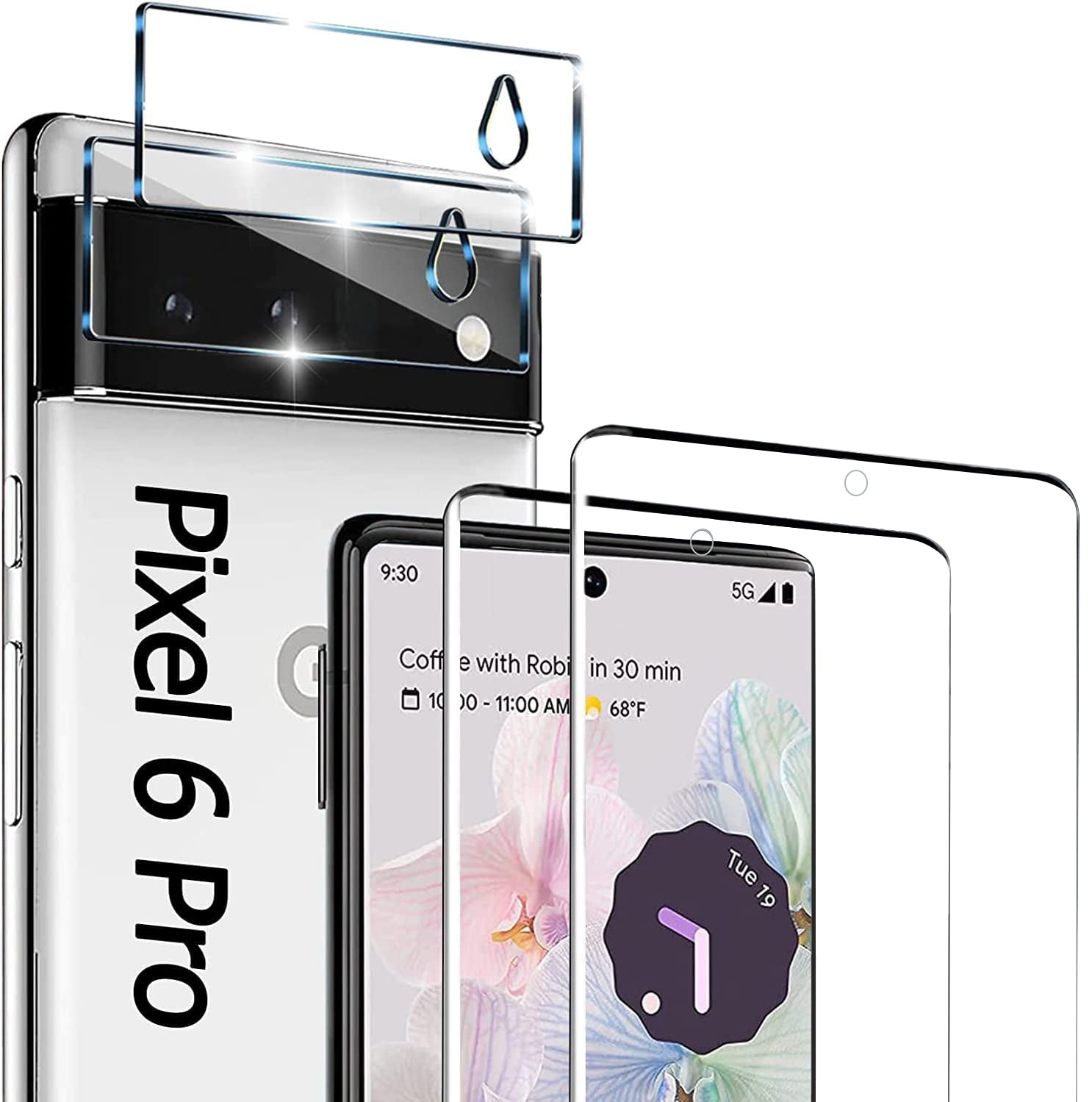 [2+2 Pack] for Google Pixel 6 Pro Screen Protector, 9H Tempered Glass