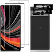 [2+2 Pack] Google Pixel 7 Pro Glass Screen Protector and Camera Protector, HD Clear 9H Tempered Glass Scratch Resistant, Fingerprint Unlock, 3D Full Coverage,Bubble-Free for Google Pixel 7 Pro
