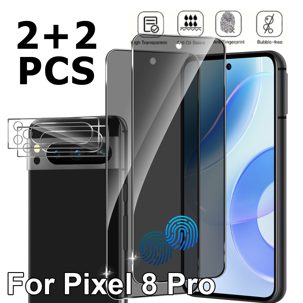 2+2 Pack Google Pixel 8 Pro Privacy Screen & Lens Protector Set, 9H ...