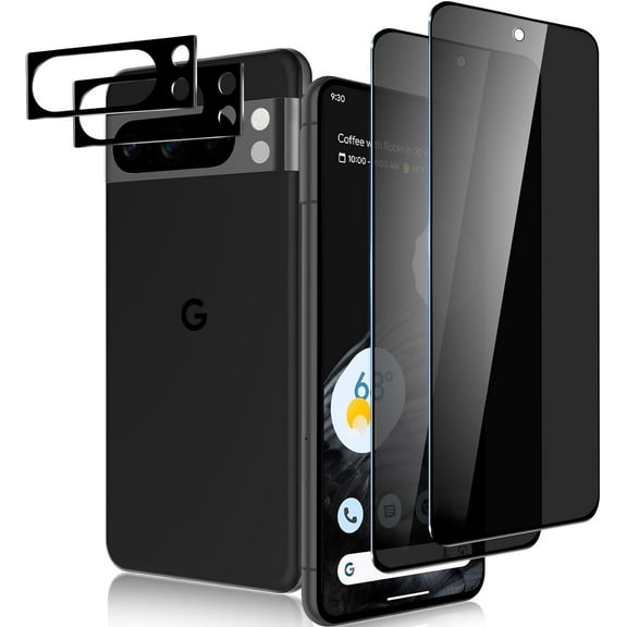 [2+2 Pack] for Google Pixel 8 Pro Privacy Screen Protector and Camera Lens Protector, 9H Tempered Glass, Anti-Spy, High Definition Scratch and Shatterproof
