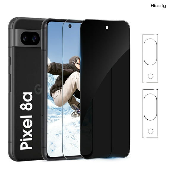 [2+2 Pack] Hionly Compatible with Google Pixel 8A HD and Privacy Screen Protector with Camera Lens Protector
