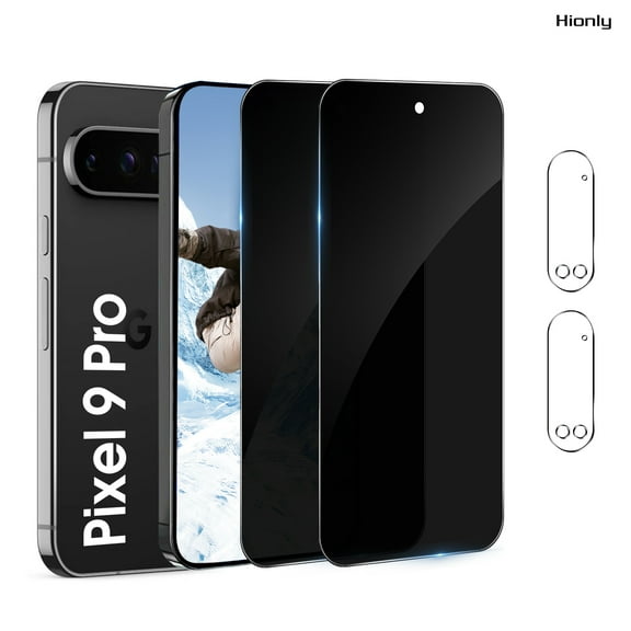 [2 2 Pack] Hionly Compatible with Google Pixel 9 Pro Privacy Screen Protector with Camera Lens Protector