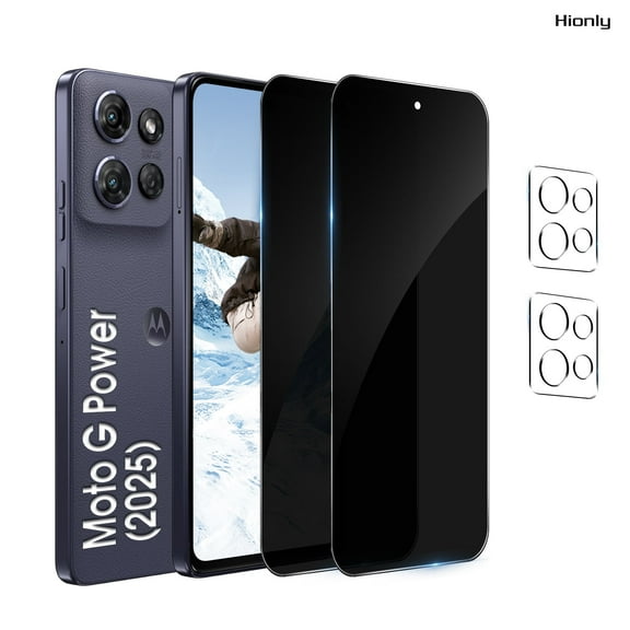 [2 2 Pack] Hionly Compatible with Motorola Moto G Power 2025 Privacy Screen Protector with Camera Lens Protector