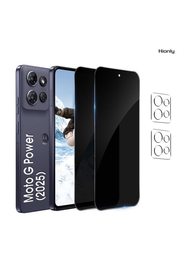 [2+2 Pack] Hionly Compatible with Motorola Moto G Power 2025 Privacy Screen Protector with Camera Lens Protector