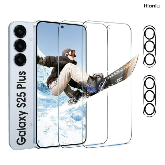 [2+2 Pack] Hionly Compatible with Samsung Galaxy S25+ / S25 Plus HD Screen Protector with Camera Lens Protector
