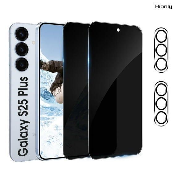 [2+2 Pack] Hionly Compatible with Samsung Galaxy S25+ / S25 Plus Privacy Screen Protector with Camera Lens Protector