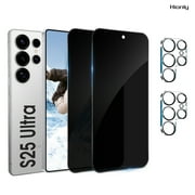 [2+2 Pack] Hionly Compatible with Samsung Galaxy S25 Ultra Privacy Screen Protector with Camera Lens Protector