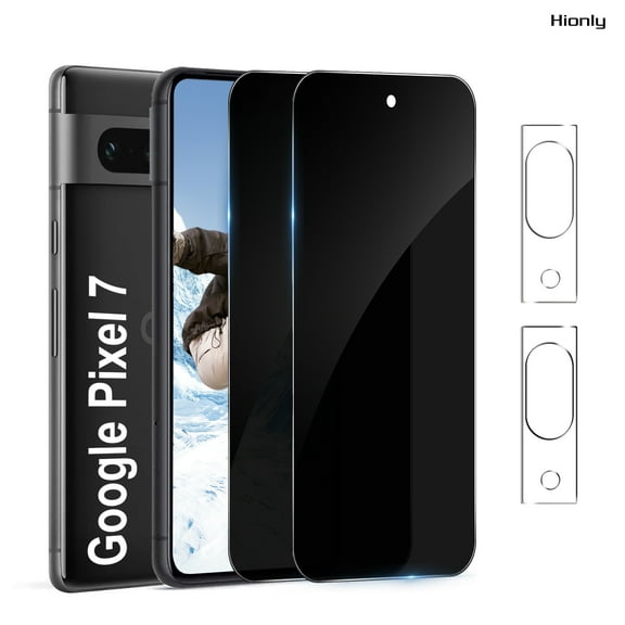 [2+2 Pack] Hionly for Google Pixel 7 Privacy Screen Protector with Camera Lens Protector,Sensor Protection,Case Friendly Tempered Glass Film[9H Hardness] [Bubble Free] [Easy Install]