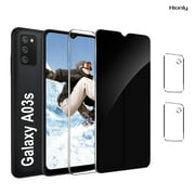 [2+2 Pack] Hionly for Samsung Galaxy A03S HD Privacy Screen Protector with Camera Lens Protector,Sensor Protection,Case Friendly Tempered Glass Film[9H Hardness] [Bubble Free] [Easy Install]