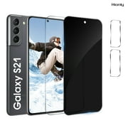 [2+2 Pack] Hionly for Samsung Galaxy S21 HD Privacy Screen Protector with Camera Lens Protector,Sensor Protection,Case Friendly Tempered Glass Film[9H Hardness] [Bubble Free] [Easy Install]