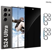 [2+2 Pack] Hionly for Samsung Galaxy S24 Ultra HD Privacy Screen Protector with Camera Lens Protector,Sensor Protection,Case Friendly Tempered Glass Film[9H Hardness] [Bubble Free] [Easy Install]