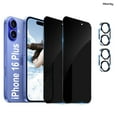 thumbnail image 1 of [2+2 Pack] Hionly for iPhone 16 Plus Privacy Screen Protector with Camera Lens Protector,Sensor Protection,Case Friendly Tempered Glass Film[9H Hardness] [Bubble Free] [Easy Install], 1 of 7