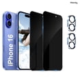thumbnail image 1 of [2+2 Pack] Hionly for iPhone 16 Privacy Screen Protector with Camera Lens Protector,Sensor Protection,Case Friendly Tempered Glass Film[9H Hardness] [Bubble Free] [Easy Install], 1 of 7
