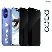 [2+2 Pack] Hionly for iPhone 16 Privacy Screen Protector with Camera Lens Protector,Sensor Protection,Case Friendly Tempered Glass Film[9H Hardness] [Bubble Free] [Easy Install]