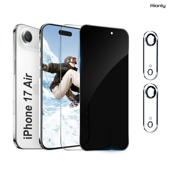 [2+2 Pack] Hionly for iPhone 17 Air HD Privacy Screen Protector with Camera Lens Protector,Sensor Protection,Case Friendly Tempered Glass Film[9H Hardness] [Bubble Free] [Easy Install]