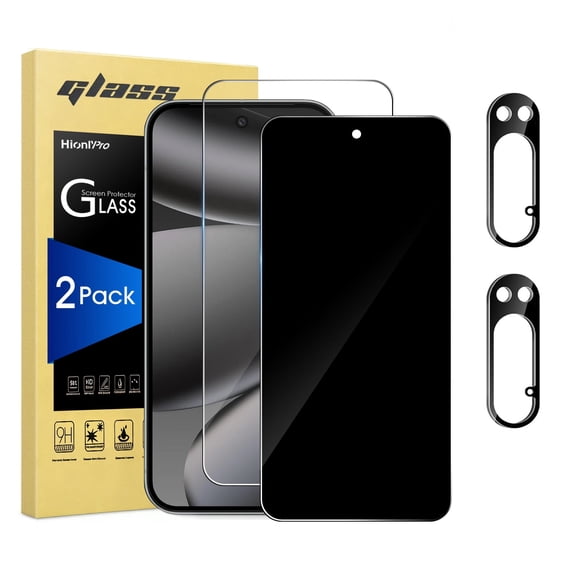 [2+2 Pack] HionlyPro Compatible with Google Pixel 10 Pro HD and Privacy Screen Protector with Camera Lens Protector, [9H Hardness] Bubble Free, HD Clear, Easy Installation, Case Friendly