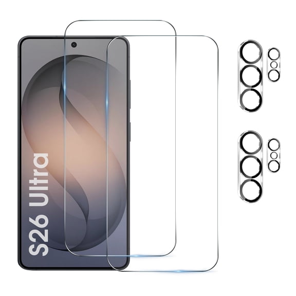 [2 2 Pack] KisonovaGuard Compatible with Samsung Galaxy S26 Ultra HD Screen Protector with Camera Lens Protector, 9H Tempered Glass, HD Clear Case Friendly Anti-Scratch