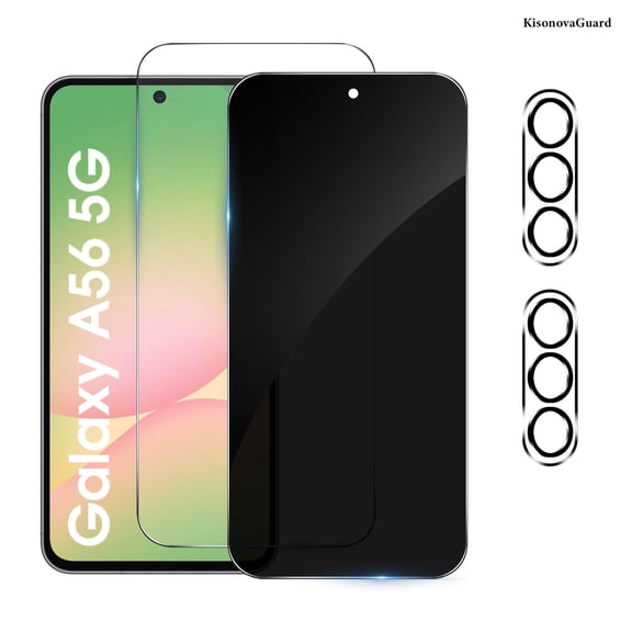 [2+2 Pack] KisonovaGuard Compatible with Samsung Galaxy A56 5G HD and Privacy Screen Protector with Camera Lens Protector