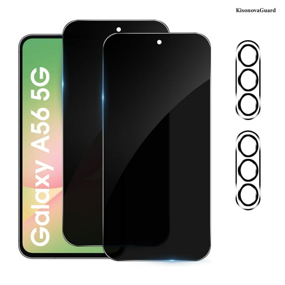 [2 2 Pack] KisonovaGuard Compatible with Samsung Galaxy A56 5G Privacy Screen Protector with Camera Lens Protector