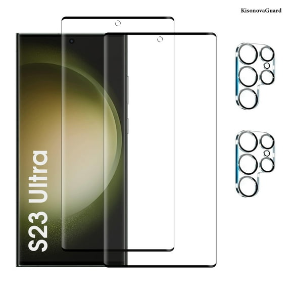 [2 2 Pack] KisonovaGuard Compatible with Samsung Galaxy S23 Ultra HD Screen Protector with Camera Lens Protector