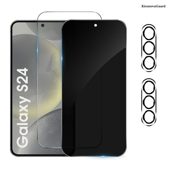 [2 2 Pack] KisonovaGuard Compatible with Samsung Galaxy S24 HD and Privacy Screen Protector with Camera Lens Protector