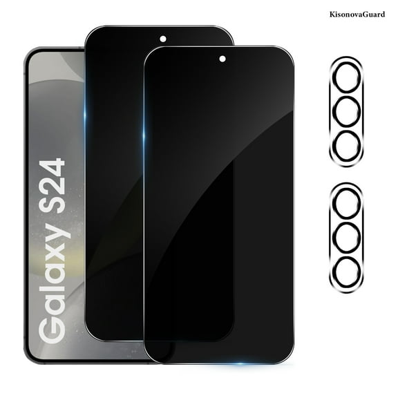 [2 2 Pack] KisonovaGuard Compatible with Samsung Galaxy S24 Privacy Screen Protector with Camera Lens Protector