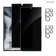 [2+2 Pack] KisonovaGuard Compatible with Samsung Galaxy S24 Ultra Privacy Screen Protector with Camera Lens Protector