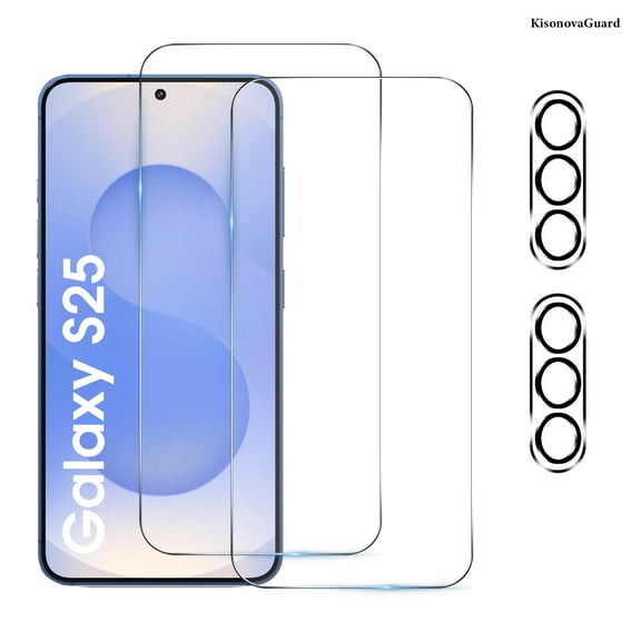 [2 2 Pack] KisonovaGuard Compatible with Samsung Galaxy S25 HD Screen Protector with Camera Lens Protector