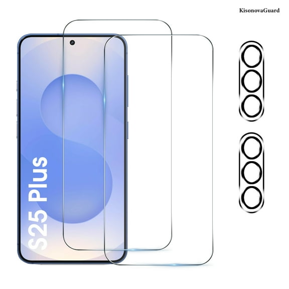 [2+2 Pack] KisonovaGuard Compatible with Samsung Galaxy S25+ / S25 Plus HD Screen Protector with Camera Lens Protector
