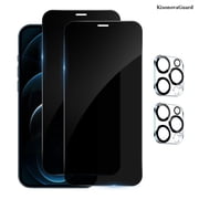 [2+2 Pack] KisonovaGuard for iPhone 12 Pro Max Privacy Screen Protector with Camera Lens Protector [Tempered Glass Protector][9H Hardness][No-Bubble][3D Full Coverage]