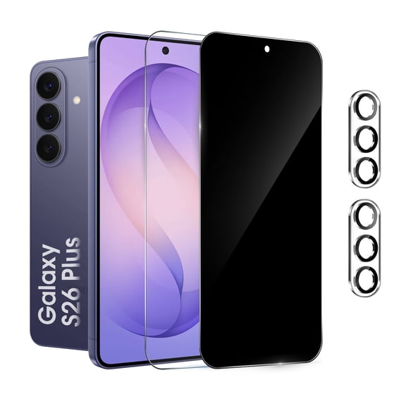 [2+2 Pack] We Life Compatible with Samsung Galaxy S26 Plus HD and Privacy Screen Protector, HD and Privacy Tempered Glass Screen Protector with Camera Lens Protector
