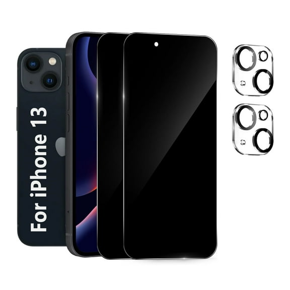 [2+2 Pack] We Life Compatible with iPhone 13 Privacy Screen Protector with Camera Lens Protector, [9H+ Tempered Glass] [Military-Grade Drop Protection] HD Clear, Anti-Scratch
