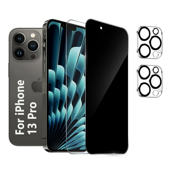 [2+2 Pack] We Life Compatible with iPhone 13 Pro HD + Privacy Screen Protector with Camera Lens Protector, [9H+ Tempered Glass] [Military-Grade Drop Protection] HD Clear, Anti-Scratch