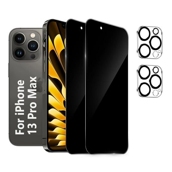 [2+2 Pack] We Life Compatible with iPhone 13 Pro Max Privacy Screen Protector with Camera Lens Protector, [9H+ Tempered Glass] [Military-Grade Drop Protection] HD Clear, Anti-Scratch