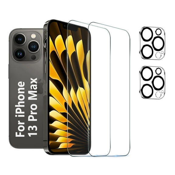 [2 2 Pack] We Life Compatible with iPhone 13 Pro Max Screen Protector with Camera Lens Protector, [9H  Tempered Glass] [Military-Grade Drop Protection] HD Clear, Anti-Scratch