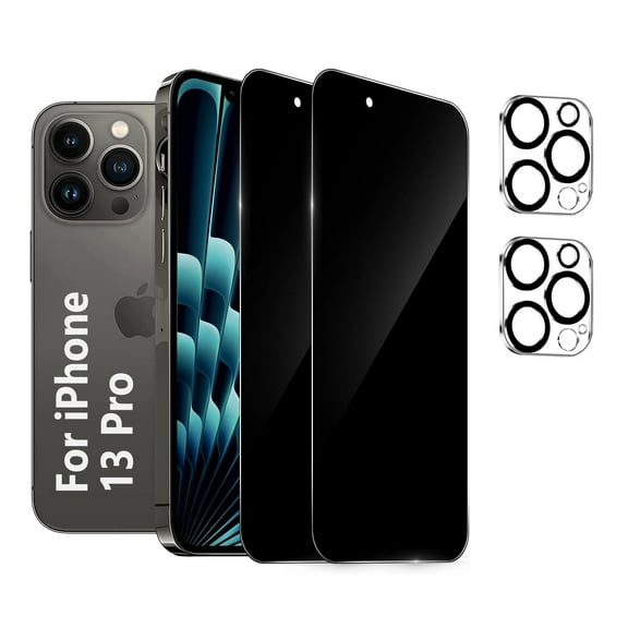 [2+2 Pack] We Life Compatible with iPhone 13 Pro Privacy Screen Protector with Camera Lens Protector, [9H+ Tempered Glass] [Military-Grade Drop Protection] HD Clear, Anti-Scratch