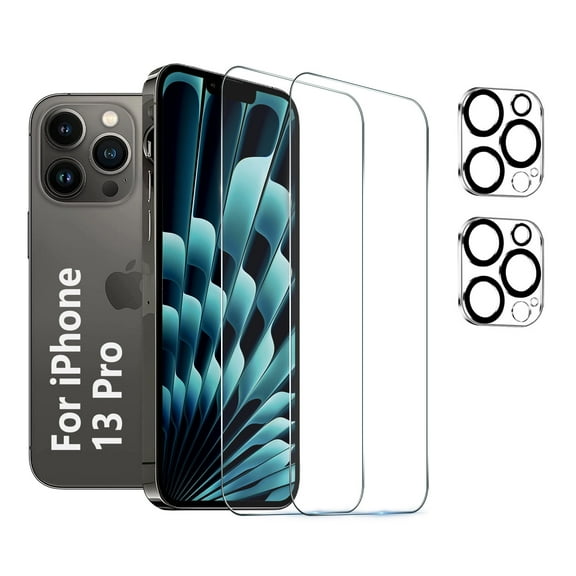 [2+2 Pack] We Life Compatible with iPhone 13 Pro Screen Protector with Camera Lens Protector, [9H+ Tempered Glass] [Military-Grade Drop Protection] HD Clear, Anti-Scratch