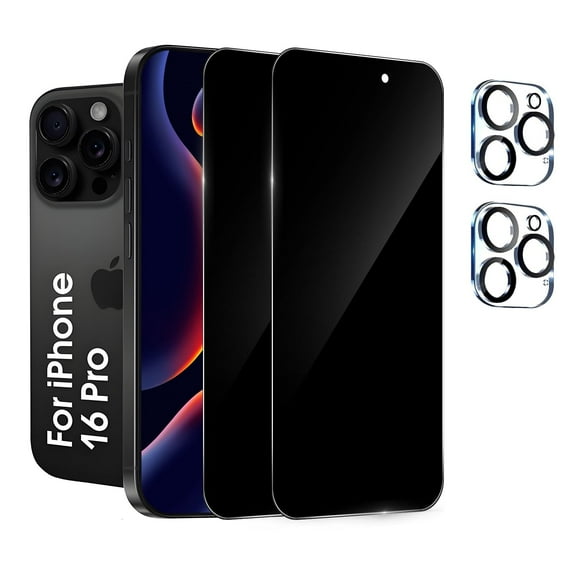 [2+2 Pack] We Life Compatible with iPhone 16 Pro Privacy Screen Protector with Camera Lens Protector, [9H+ Tempered Glass] [Military-Grade Drop Protection] HD Clear, Anti-Scratch