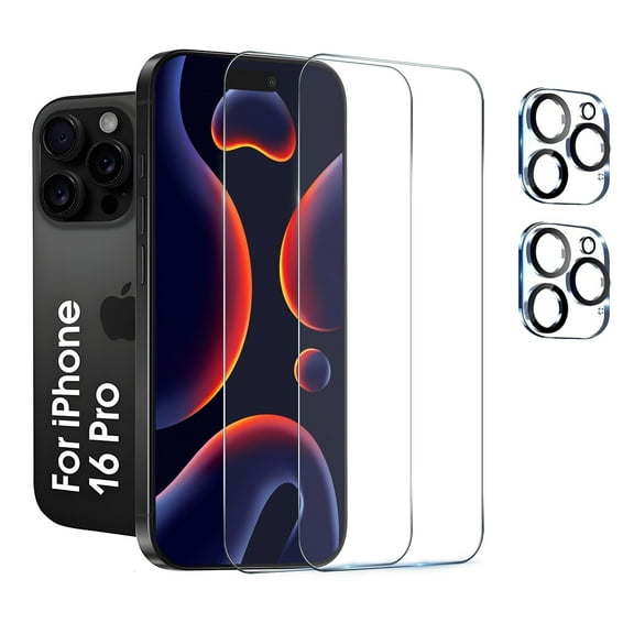 [2 2 Pack] We Life Compatible with iPhone 16 Pro Screen Protector with Camera Lens Protector, [9H  Tempered Glass] [Military-Grade Drop Protection] HD Clear, Anti-Scratch