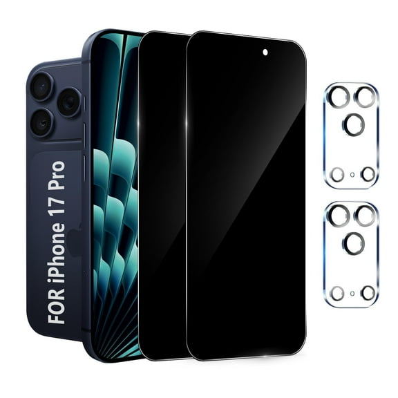 [2+2 Pack] We Life Compatible with iPhone 17 Pro Privacy Screen Protector with Camera Lens Protector, [9H+ Tempered Glass] [Military-Grade Drop Protection] HD Clear, Anti-Scratch