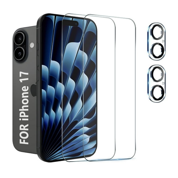 [2+2 Pack] We Life Compatible with iPhone 17 Screen Protector with Camera Lens Protector, [9H+ Tempered Glass] [Military-Grade Drop Protection] HD Clear, Anti-Scratch