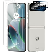 [2+2 Pack] for Motorola Razr 2023 Screen Protector 5G [2 Pack Inner Screen Flexible Film and 2 Pack Camera Lens Screen Protector] With HD, No Bubbles, Anti-Scratch, Case Friendly for Motorola