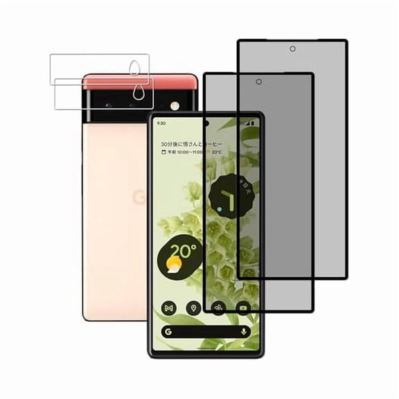 [2-2 Pack Privacy Screen Protector Designed For google pixel 6 Anti Spy Private Tempered Glass Film 2-Pack Camera Lens Protector Film 2-Pack