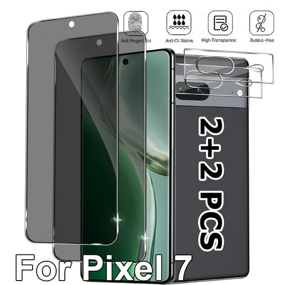 [2+2 Pack] Privacy Screen Protector For Google Pixel 7, 2 Pack, With 2 Pack Camera Lens Protector, Anti-Spy, Anti-Scratch, 9h Tempered Glass, Compatible With Fingerprint, High Responsiveness