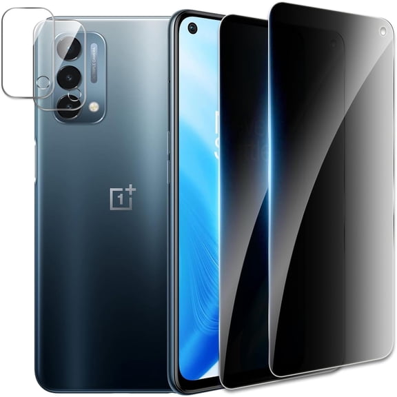 [2+2 Pack] Privacy Screen Protector for Oneplus Nord N200 5G, Anti-Spy Shatterproof Tempered Glass with Camera Lens Tempered Glass 9H Hardness Bubble Free Anti-Glare Case Friendly
