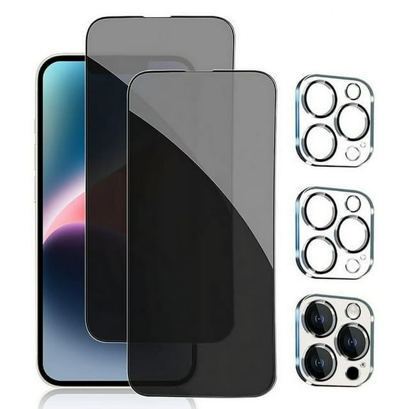 (2+2 Pack) Privacy Screen Protector for iPhone 16 Pro, 9H Dark Tempered Glass Screen Film Guard for iPhone 16 Pro, Case Friendly, Bubble-Free